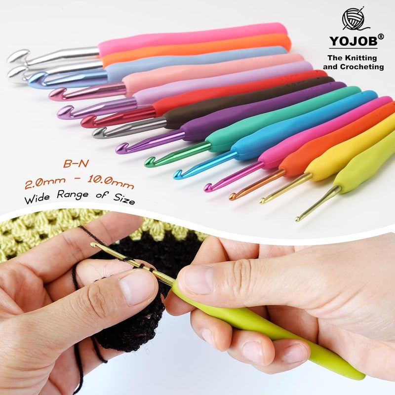YOJOB 2Pack Size B / 2mm, C / 2.5mm Crochet Hooks, Super Smooth & Ergonomic for Beginner and Advanced (2.0mm, 2.5mm) - Image 4